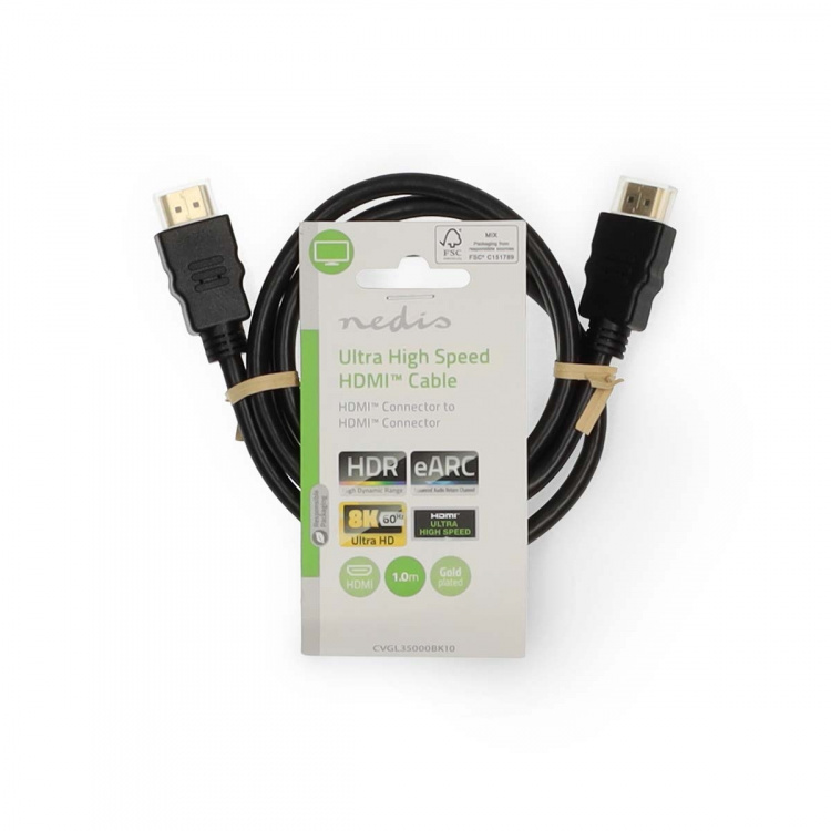 Nedis Ultra High Speed ​​HDMI ™ kabel | HDMI™ Stik | HDMI™ Stik | 8K@60Hz | 48 Gbps | 1.00 m | Runde | 6.0 mm | Sort | Label