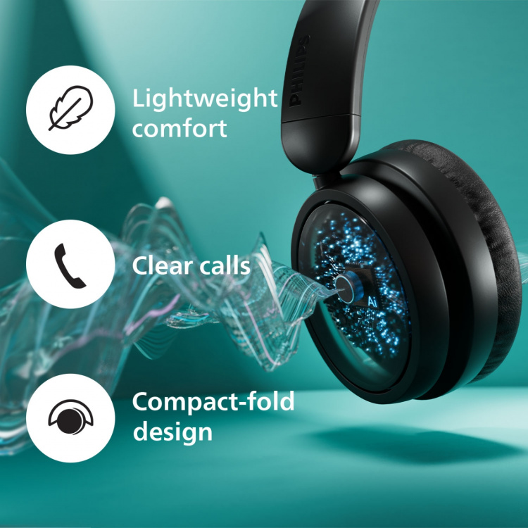Philips TAH5209BK Trådlösa over-ear-hörlurar, Överlägsen komfort, bra ljud och upp till 65h speltid. Svarta Philips TAH5209BK Trådlösa over-ear-hörlurar, Överlägsen komfort, bra ljud och upp till 65h speltid. Svarta