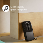 Philips Batteri-driven fick-radio med inbyggd högtalare. Analog FM/MW tuner