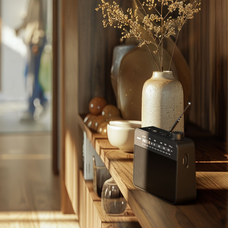 Philips Klassisk köks-radio. Nät- eller batteridrivern. Analog inställning