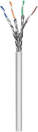 Goobay Cat6 S/FTP installationskabelrulle, enkelttrådet, 100 m, grå