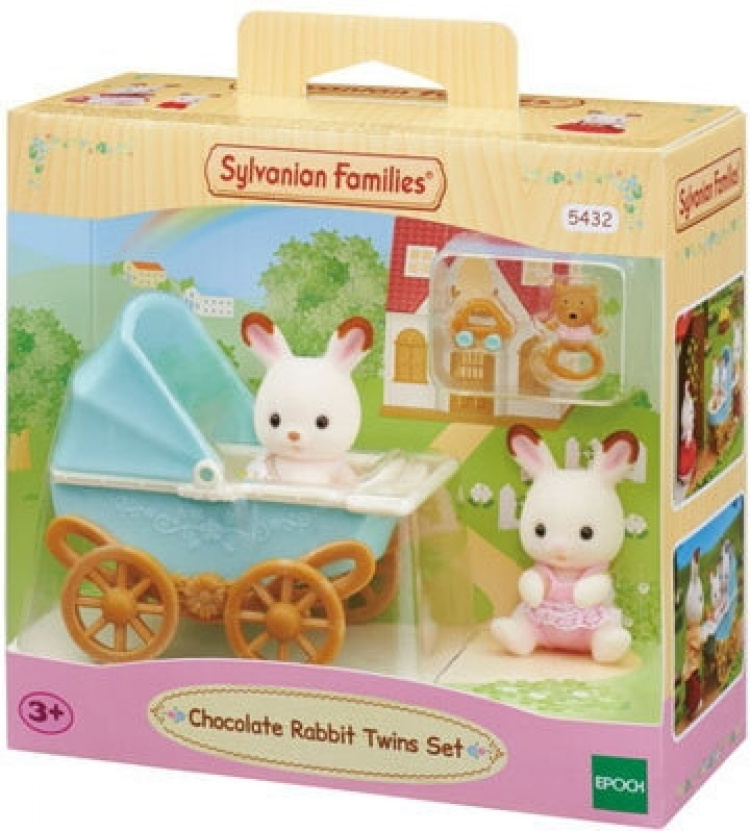 Sylvanian Families Sæt med chokoladekanin-tvillinger (Barnevogne)