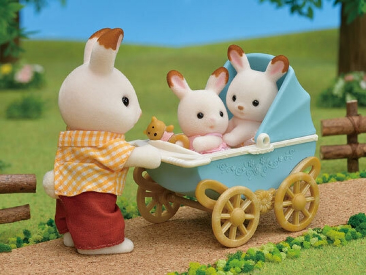 Sylvanian Families Sæt med chokoladekanin-tvillinger (Barnevogne)