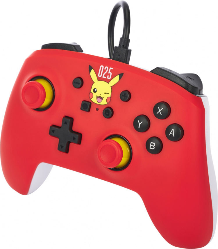 PowerA Controller med ledning, grinende Pikachu, Switch