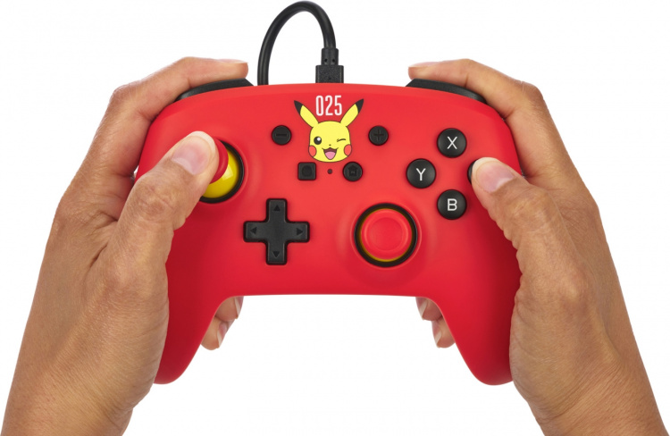 PowerA Controller med ledning, grinende Pikachu, Switch