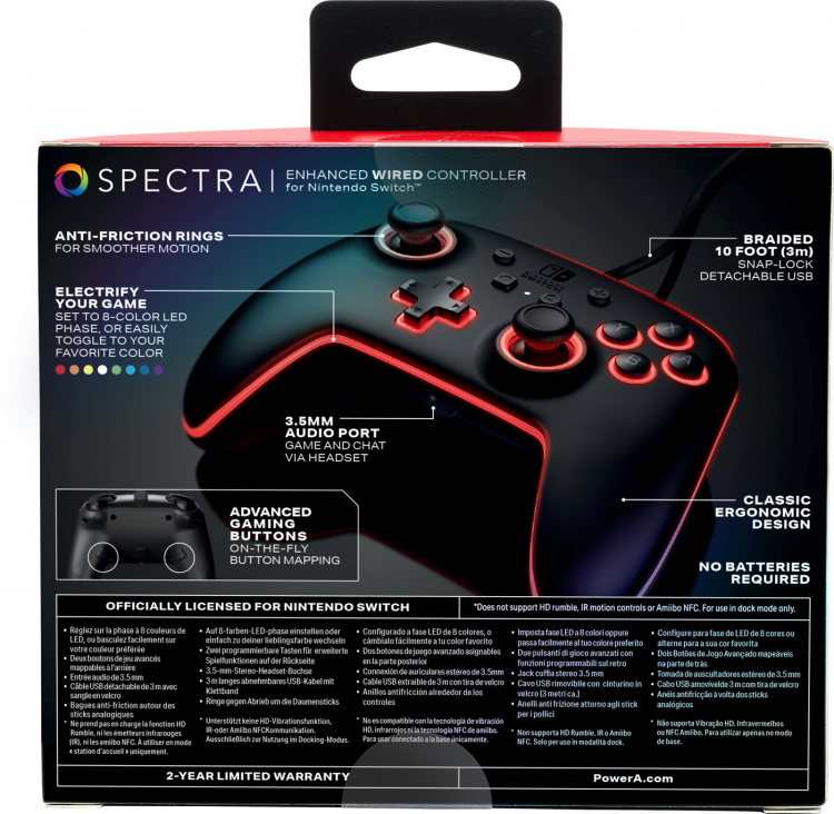 PowerA Spectra Enhanced Wired Controller, sort, Switch