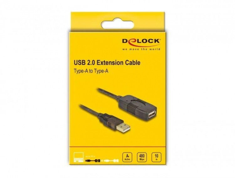 DeLOCK Cable USB 2.0 Extension, active 10 m