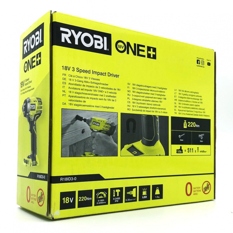 Ryobi One+ R18ID3-0 Slagboremaskine Uden batteri Intet batteri 1/4 unbrakosokkel