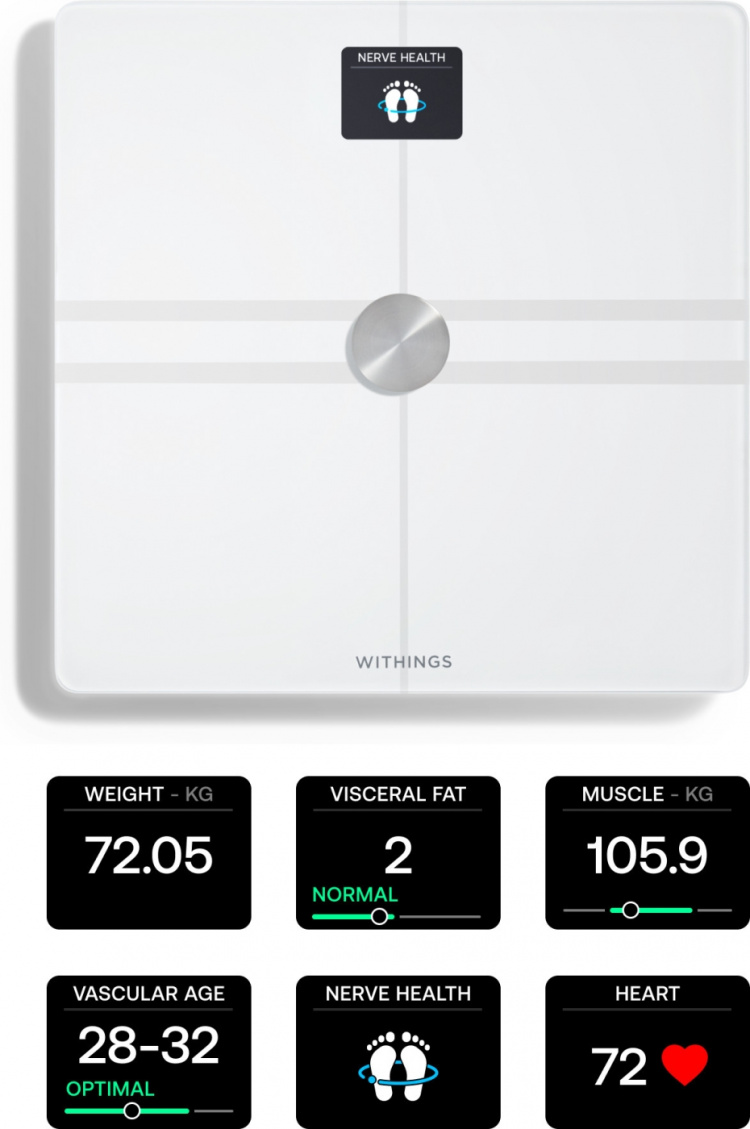 Withings Body Comp White kropsanalysevægt med wifi-forbindelse
