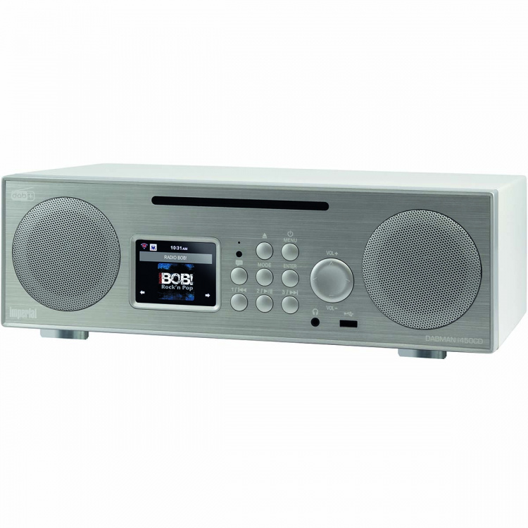imperial DABMAN i450 CD Multifunktionel Stereo Radio DAB+ / FM / Internet / Bluetooth Hvid-Sølv