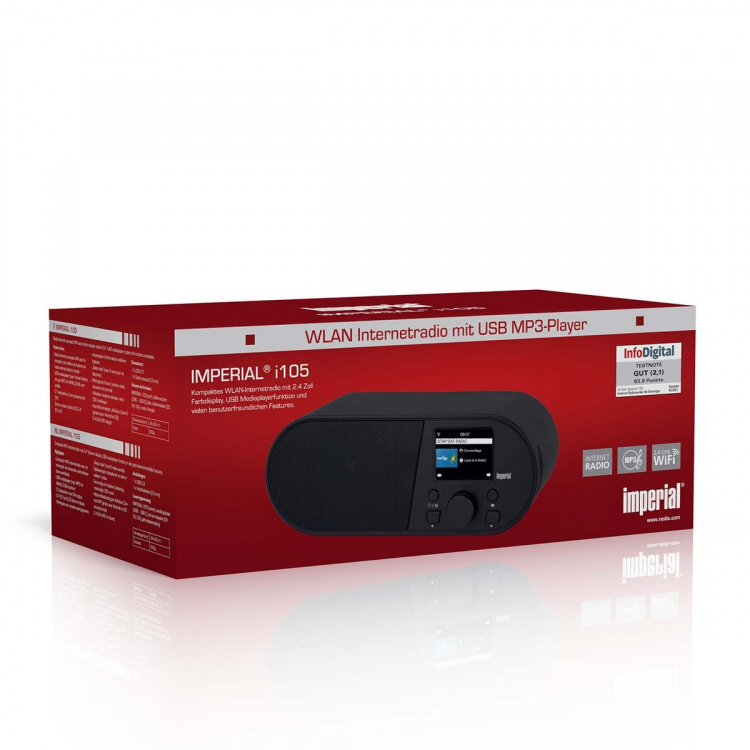 imperial i105 Wi-Fi internetradio med 2,4 tommer farveskærm Sort
