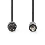 Nedis DIN Audio kabel | DIN 5-Pin Han | 3.5 mm Hanstik | Nikkelplateret | 1.00 m | Runde | PVC | Sort | Label
