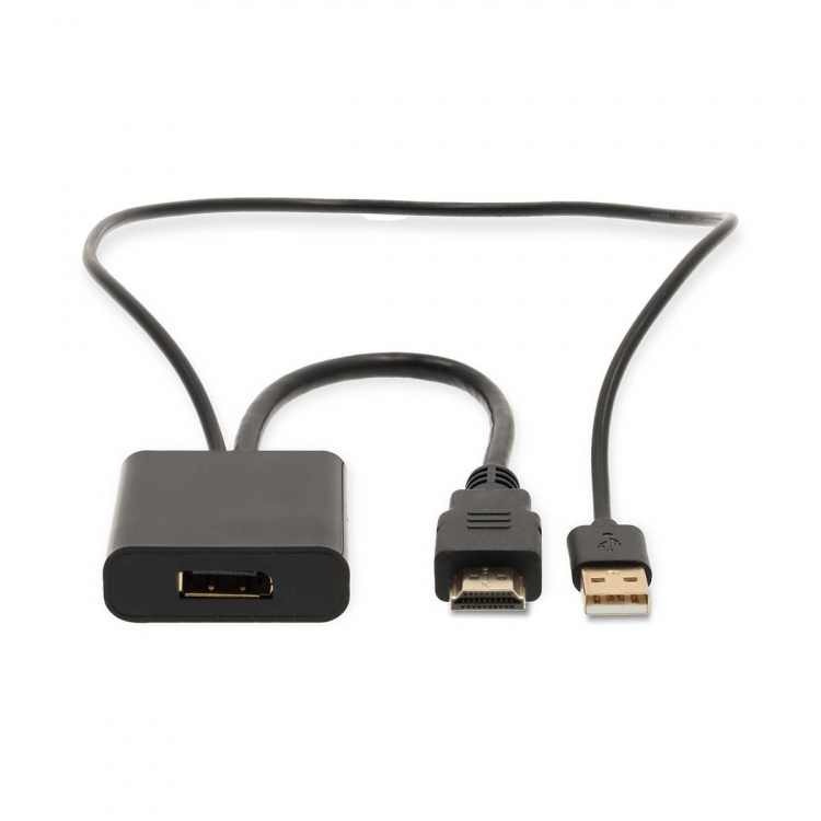 Nedis HDMI™ Adapter | HDMI™ Stik | DisplayPort Han / USB-A Han | Guldplateret | Lige | PVC | Sort | 1 stk. | Box
