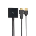 Nedis HDMI™ Adapter | HDMI™ Stik | DisplayPort Han / USB-A Han | Guldplateret | Lige | PVC | Sort | 1 stk. | Box