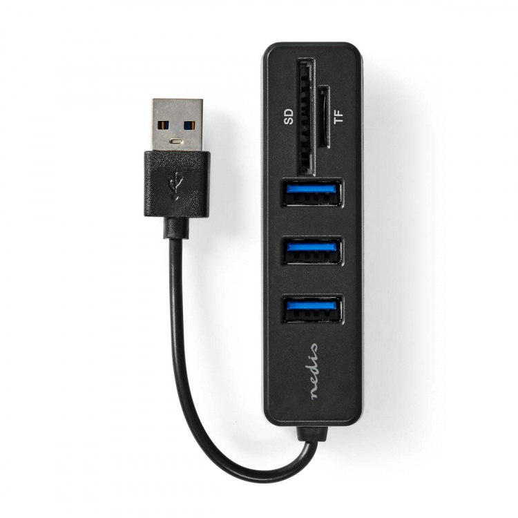 Nedis USB-hub | 1x USB-A | 3x USB A Female | 5-Port port(s) | USB 2.0 | USB Drevet | SD & MicroSD