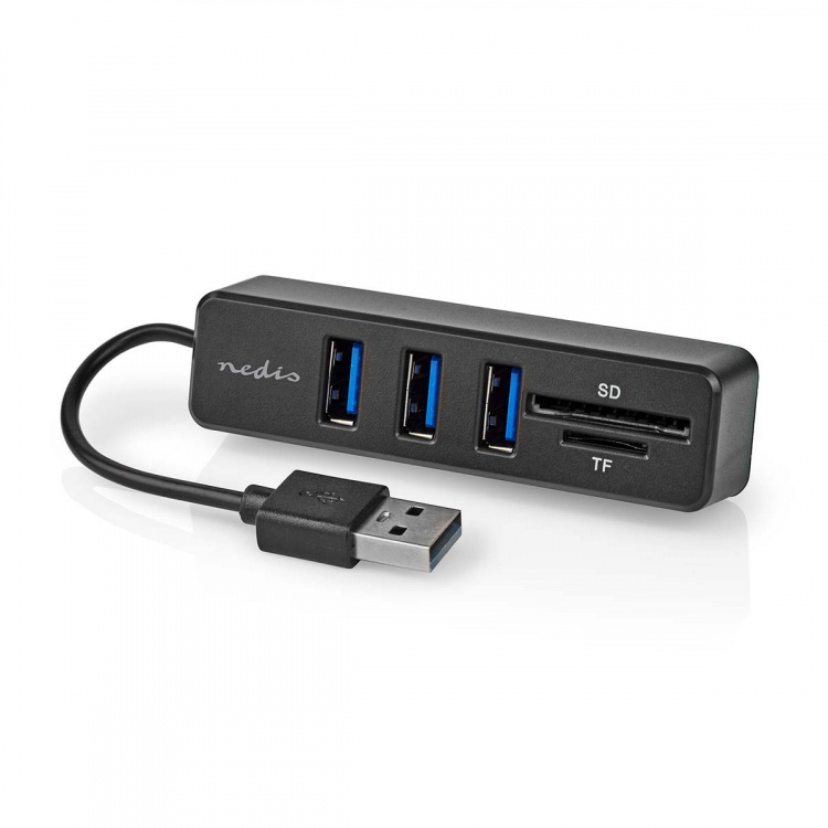 Nedis USB-hub | 1x USB-A | 3x USB A Female | 5-Port port(s) | USB 2.0 | USB Drevet | SD & MicroSD