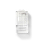 Nedis RJ45-stik | RJ45 Pass Through | Stranded UTP CAT5 | Lige | Guldplateret | 10 stk. | Polycarbonate | Gennemsigtig | Box