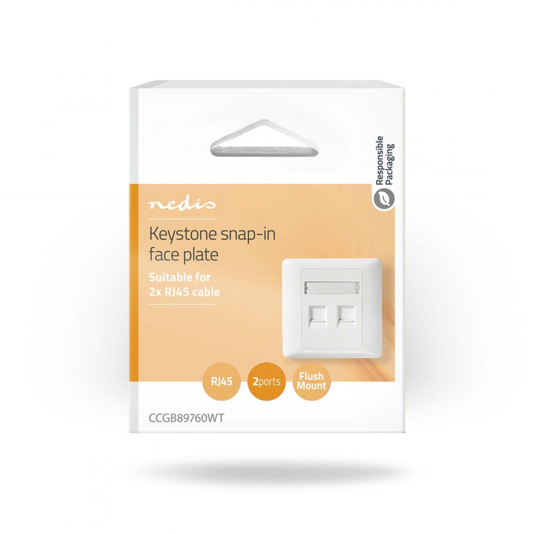 Nedis Network Keystone Face Plate | Ansigtsplade RJ45 | 2-Port port(s) | ABS | Hvid | Box