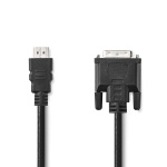 Nedis HDMI™ kabel | HDMI™ Stik | DVI-D 24 + 1-pin han | 1080p | Nikkelplateret | 3.00 m | Lige | PVC | Sort | Label