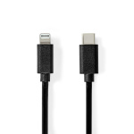 Nedis Lightning Kabel | USB 2.0 | Apple Lightning 8-pin | USB-C™ Han | 480 Mbps | Nikkelplateret | 1.00 m | Runde | PVC | Sort | Label