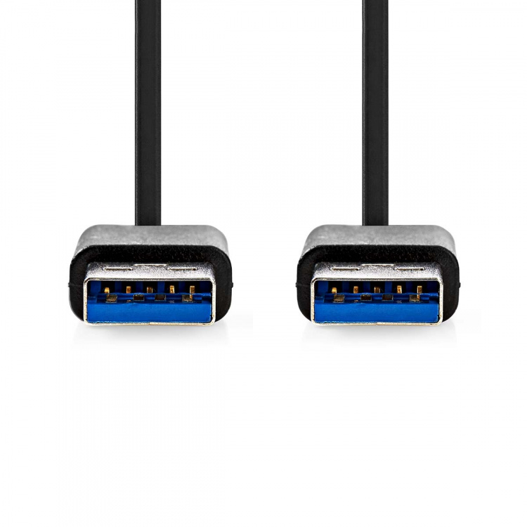 Nedis USB-kabel | USB 3.2 Gen 1 | USB-A Han | USB-A Han | 5 Gbps | Nikkelplateret | 1.00 m | Runde | PVC | Sort | Label