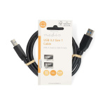 Nedis USB-kabel | USB 3.2 Gen 1 | USB-A Han | USB-A Han | 5 Gbps | Nikkelplateret | 1.00 m | Runde | PVC | Sort | Label