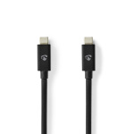 Nedis USB-kabel | USB 4.0 Gen 2x2 | USB-C™ Han | USB-C™ Han | 240 W | 8K@60Hz | 20 Gbps | Nikkelplateret | 2.00 m | Runde | PVC | Sort | Label
