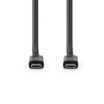 Nedis USB-kabel | USB 4.0 Gen 2x2 | USB-C™ Han | USB-C™ Han | 240 W | 8K@60Hz | 20 Gbps | Nikkelplateret | 2.00 m | Runde | PVC | Sort | Label