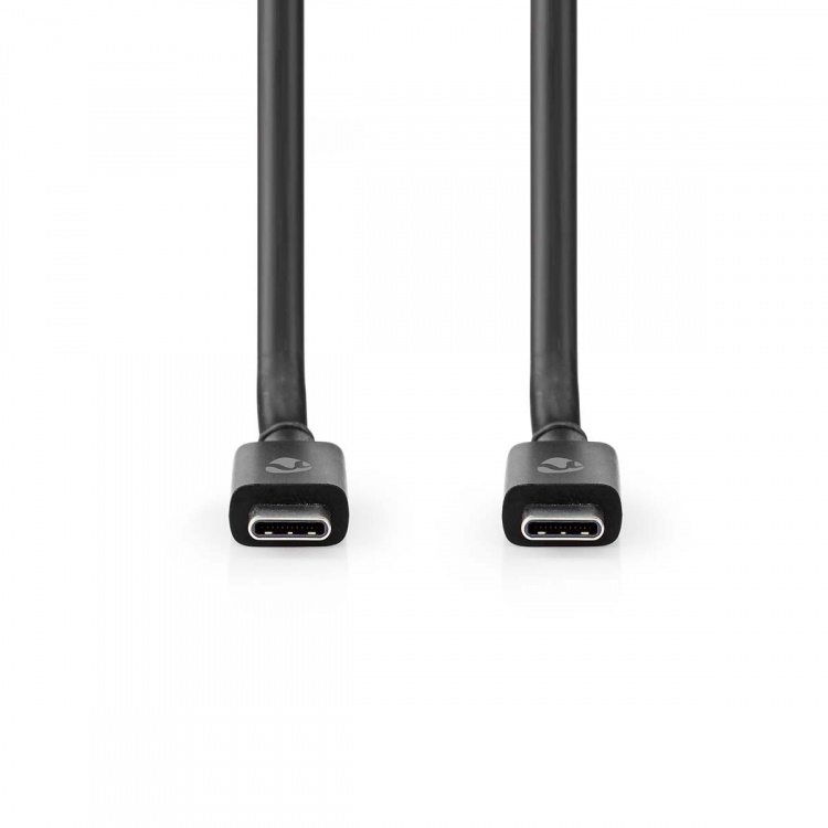Nedis USB-kabel | USB 4.0 Gen 2x2 | USB-C™ Han | USB-C™ Han | 240 W | 8K@60Hz | 20 Gbps | Nikkelplateret | 2.00 m | Runde | PVC | Sort | Label