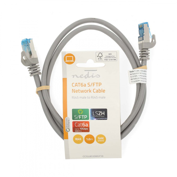 Nedis CAT6a netværkskabel | S/FTP | RJ45 Han | RJ45 Han | 1.00 m | Snagless | Runde | LSZH | Grå | Label