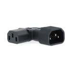 Nedis Udvidelse Plug | IEC-320-C13 | IEC-320-C14 | Venstrevinklet | Nikkelplateret | PVC | Sort | Box | 1 stk