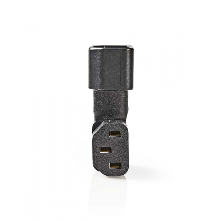 Nedis Udvidelse Plug | IEC-320-C13 | IEC-320-C14 | Venstrevinklet | Nikkelplateret | PVC | Sort | Box | 1 stk