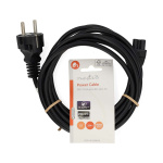 Nedis Strømkabel | Stikprop med sidebens jord – Han | IEC-320-C5 | Lige | Lige | Nikkelplateret | 3.00 m | Runde | PVC | Sort | Label