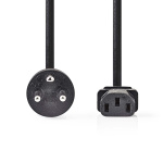 Nedis Strømkabel | Dansk Han | IEC-320-C13 | Lige | Lige | Nikkelplateret | 2.00 m | Runde | PVC | Sort | Label