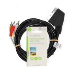 Nedis SCART-kabel | SCART Han | 3x RCA Han | Nikkelplateret | Omskiftelig | 480p | 2.00 m | Runde | PVC | Sort | Label