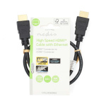 Nedis High Speed ​​HDMI ™ kabel med Ethernet | HDMI™ Stik | HDMI™ Stik | 4K@60Hz | ARC | 18 Gbps | 0.50 m | Runde | PVC | Sort | Label