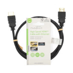 Nedis High Speed ​​HDMI ™ kabel med Ethernet | HDMI™ Stik | HDMI™ Stik | 4K@60Hz | ARC | 18 Gbps | 1.00 m | Runde | PVC | Sort | Label