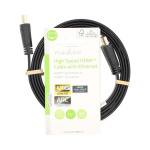 Nedis High Speed ​​HDMI ™ kabel med Ethernet | HDMI™ Stik | HDMI™ Stik | 4K@30Hz | 10.2 Gbps | 1.50 m | Fladt | PVC | Sort | Label