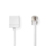 Nedis Telecom forlængerkabel | RJ11 Hanstik | RJ11 Hunstik | 10.0 m | Kabeludformning: Fladt | Belægning: Guldplateret | Kabeltype: RJ11 | Hvid | Label