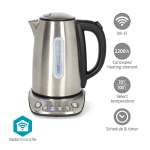 Nedis SmartLife Elkedel | Wi-Fi | 1.7 l | Rustfrit stål | 70,80,90,100 °C | Temperaturindikator | Drejelig 360 grader | Skjult varmeelement | Strix®-controller | Android™ / IOS Nedis SmartLife Elkedel | Wi-Fi | 1.7 l | Rustfrit stål | 70,80,90,100 °C | Temperaturindikator | Drejelig 360 grader | Skjult varmeelement | Strix®-controller | Android™ / IOS