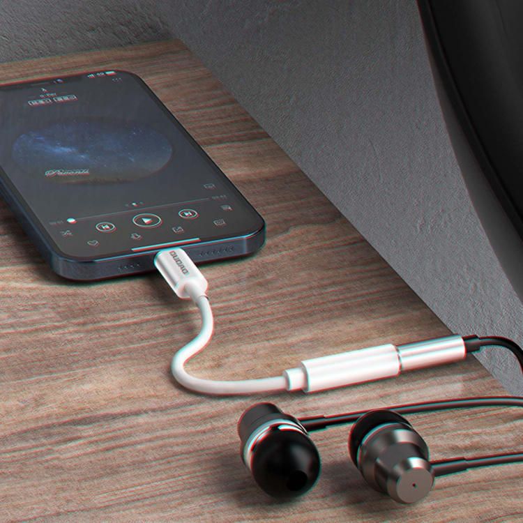 Dudao L16i Lightning to 3.5mm Jack adapter white