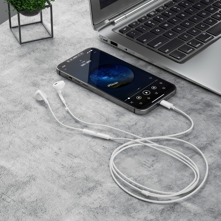 Dudao X14+ In-ear headphones with microphone Lightning white