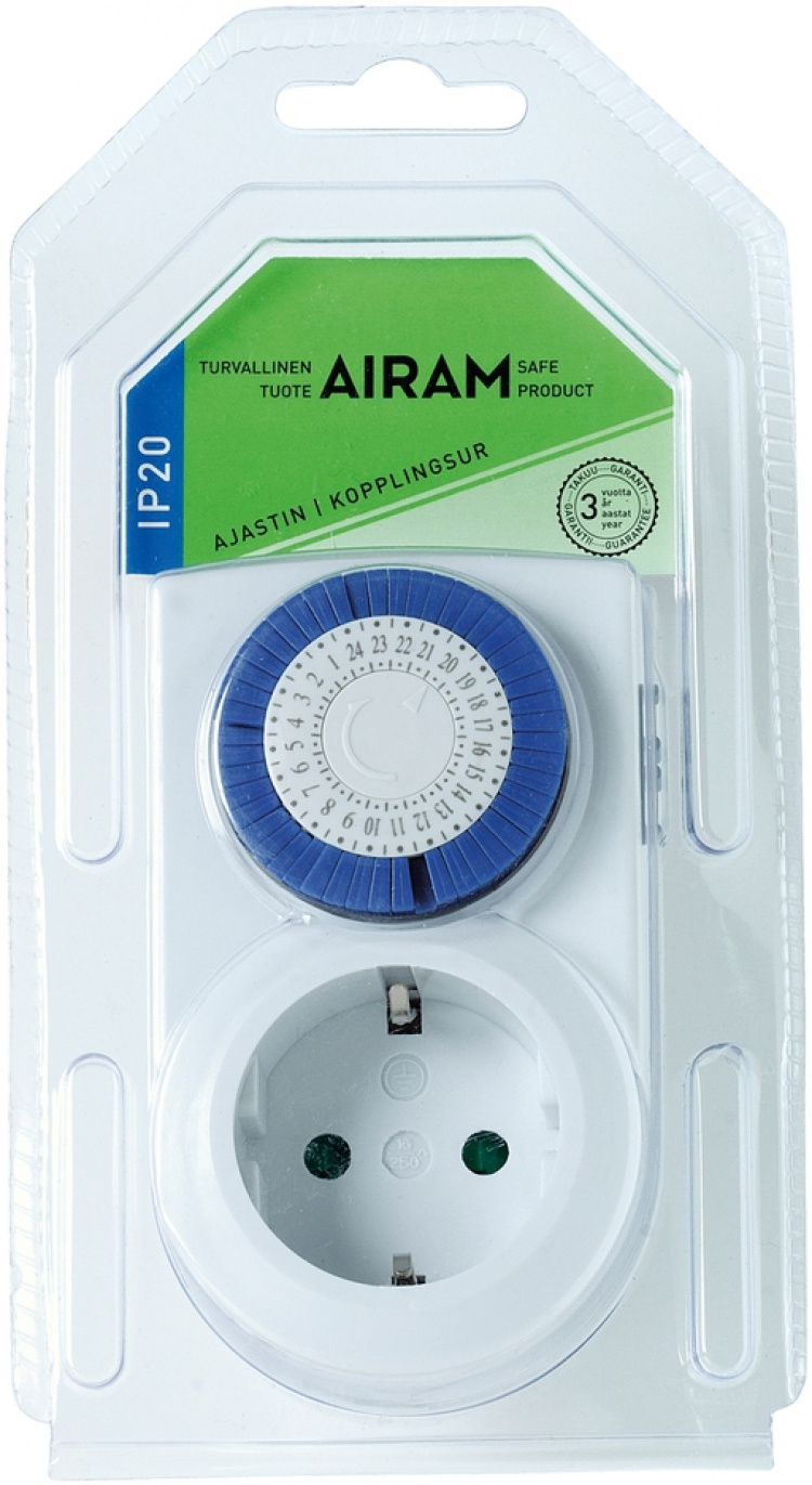 Airam TIMER MINI IP20 24H, OPDELING 30 MIN