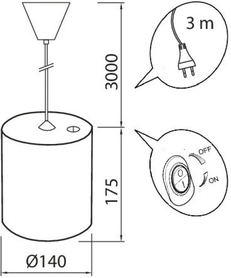 Airam Fiora plantependel, E27, hvid krop