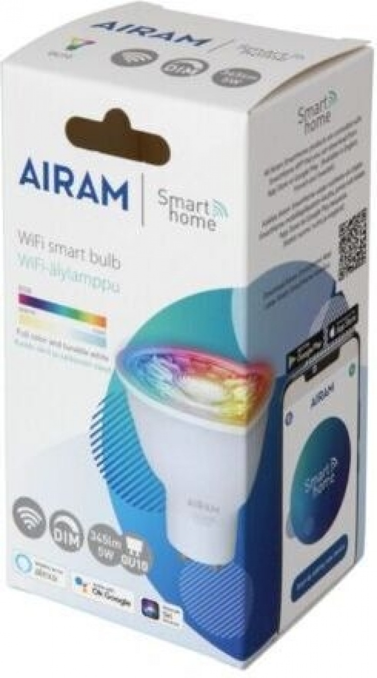 Airam SmartHome PAR16 spotlight, GU10, 345 lm, RGBW, WiFi