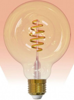 Airam SmartHome Globe 95 glødelampe, E27, ravfarvet, 350lm, 1800-3000K, WiFi