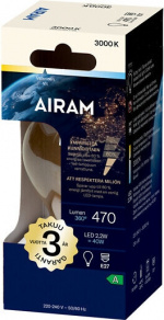 Airam LED A60-lampe, E27, 3000K, 470lm, klar kobber