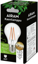 Airam LED-plantelampe, E27, klar, glødetråd 180 lm