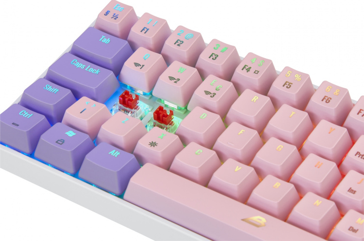 Blackstorm RGB Mech 2 Dual Mode 60% gaming-tastatur, hot swap Outemu Red switches, pink/lilla