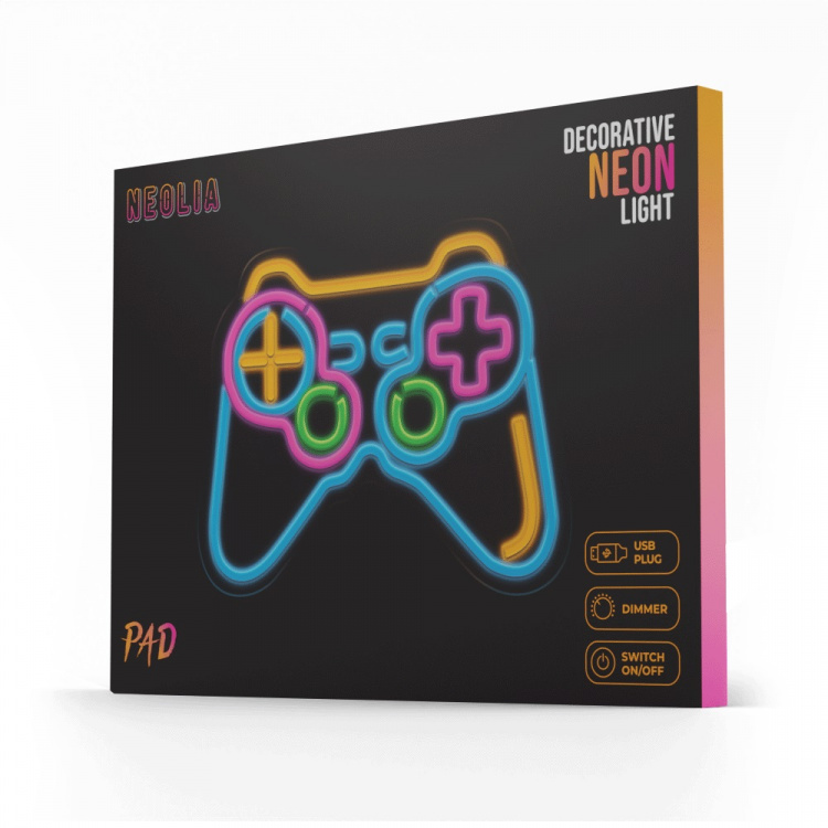 NEOLIA Neon LED-skilt - Gamepad, flerfarvet, dæmpbar